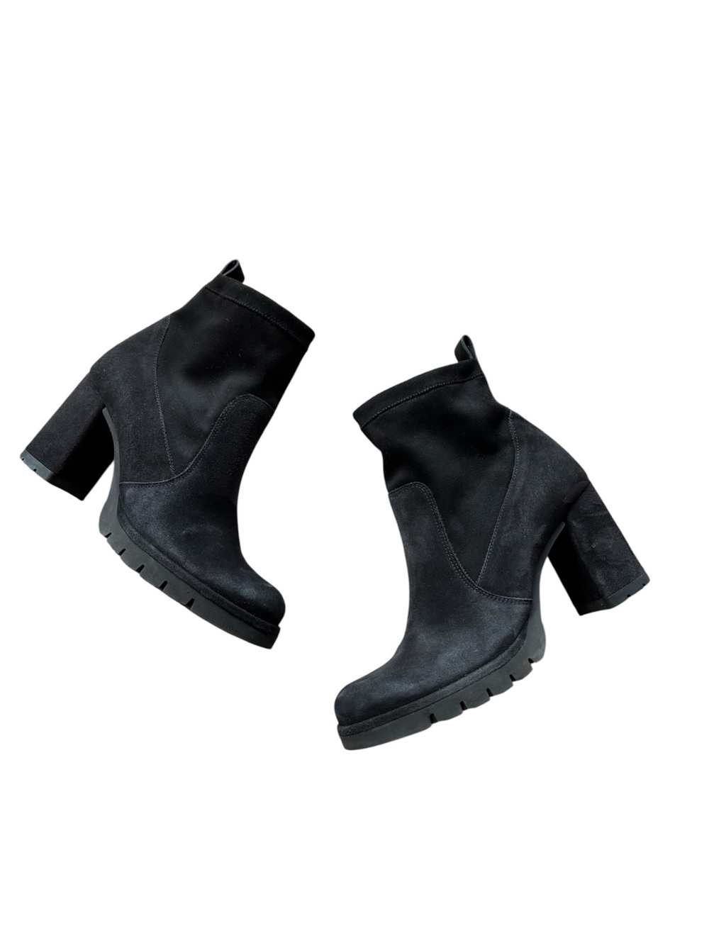 PAUL GREEN Nadia Suede Lug Sole sock black Bootie PLATFORM 4.5 AU 7 US  luxury